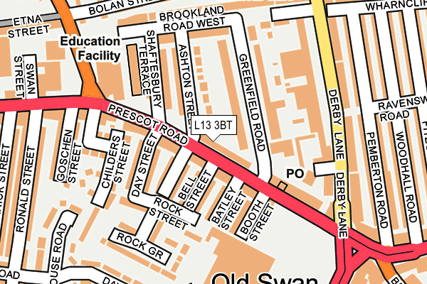 L13 3BT map - OS OpenMap – Local (Ordnance Survey)