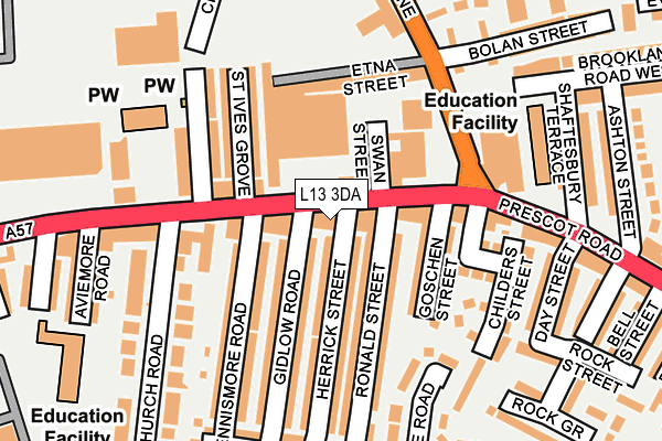 L13 3DA map - OS OpenMap – Local (Ordnance Survey)