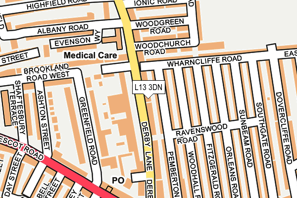 L13 3DN map - OS OpenMap – Local (Ordnance Survey)