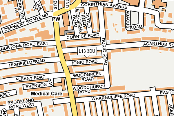L13 3DU map - OS OpenMap – Local (Ordnance Survey)