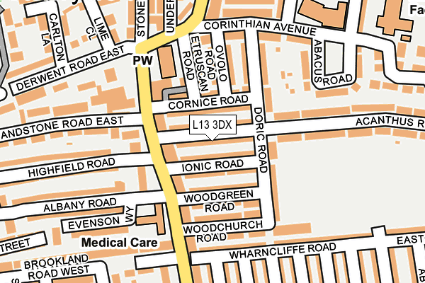 L13 3DX map - OS OpenMap – Local (Ordnance Survey)