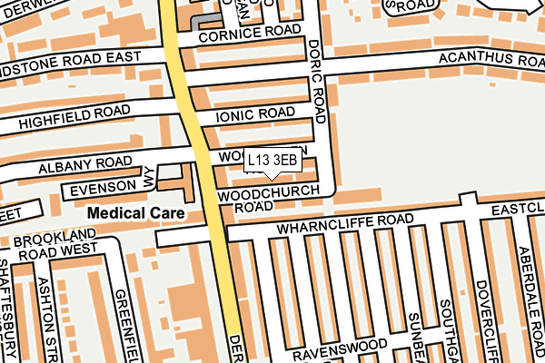 L13 3EB map - OS OpenMap – Local (Ordnance Survey)