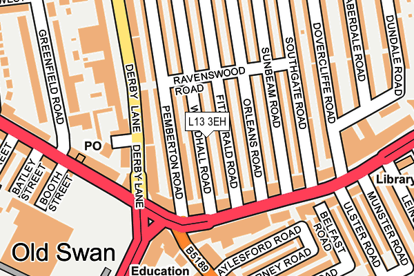 L13 3EH map - OS OpenMap – Local (Ordnance Survey)
