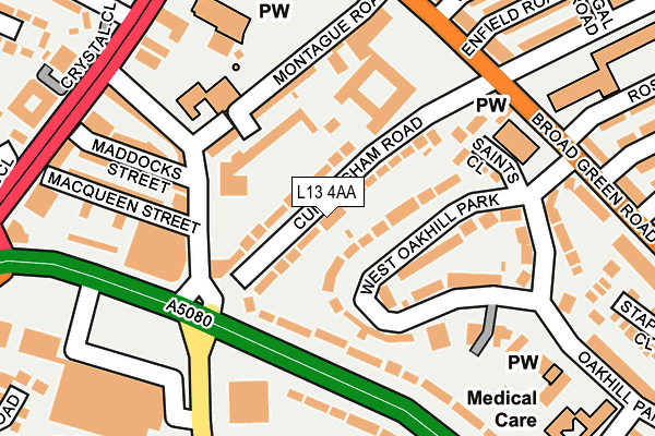 L13 4AA map - OS OpenMap – Local (Ordnance Survey)