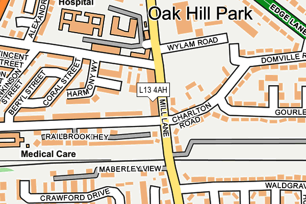 L13 4AH map - OS OpenMap – Local (Ordnance Survey)