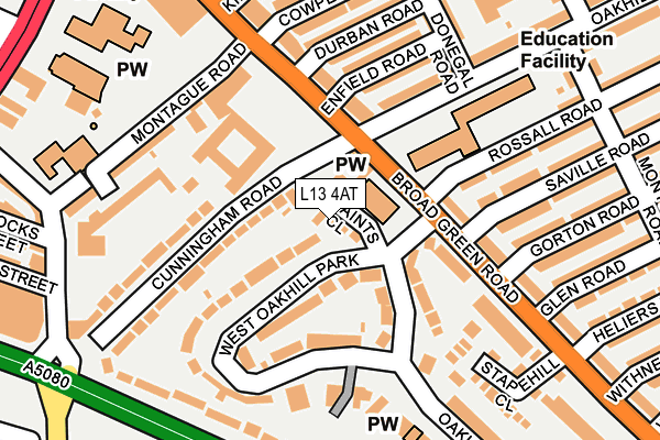 L13 4AT map - OS OpenMap – Local (Ordnance Survey)