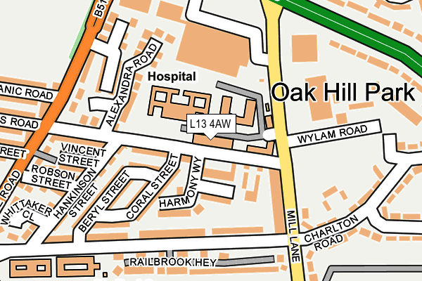 L13 4AW map - OS OpenMap – Local (Ordnance Survey)