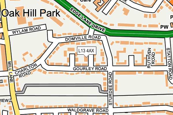 L13 4AX map - OS OpenMap – Local (Ordnance Survey)