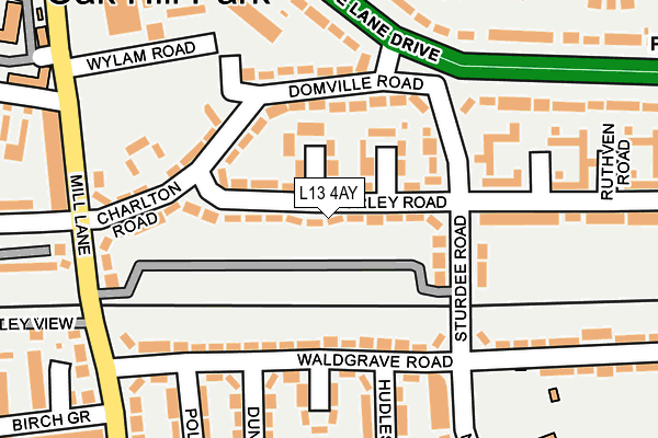 L13 4AY map - OS OpenMap – Local (Ordnance Survey)