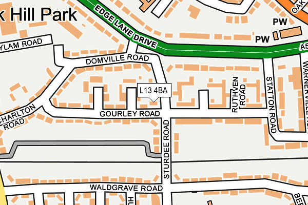 L13 4BA map - OS OpenMap – Local (Ordnance Survey)