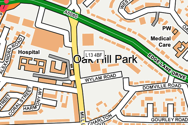 L13 4BF map - OS OpenMap – Local (Ordnance Survey)
