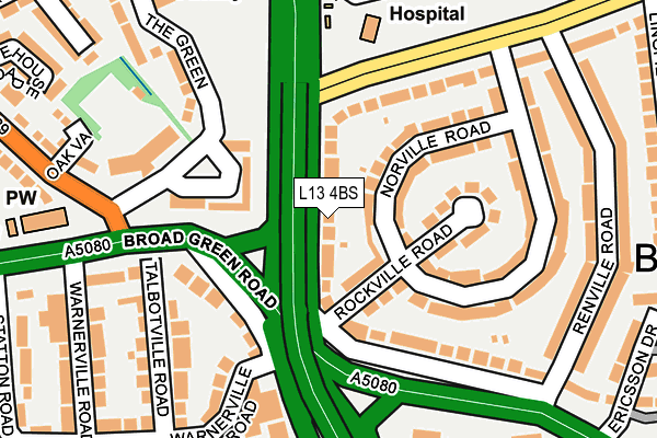 L13 4BS map - OS OpenMap – Local (Ordnance Survey)