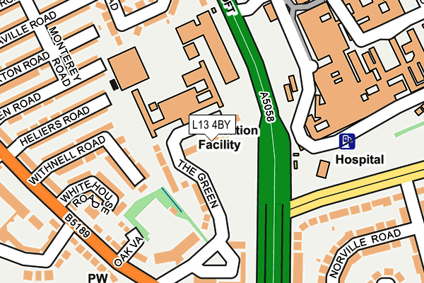 L13 4BY map - OS OpenMap – Local (Ordnance Survey)