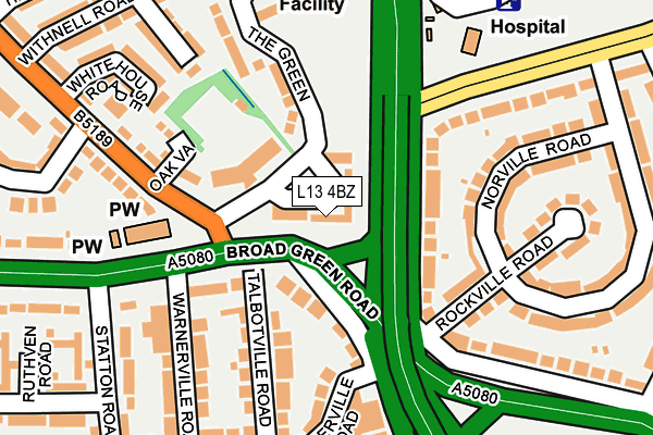 L13 4BZ map - OS OpenMap – Local (Ordnance Survey)