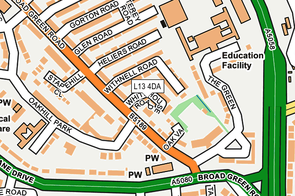 L13 4DA map - OS OpenMap – Local (Ordnance Survey)