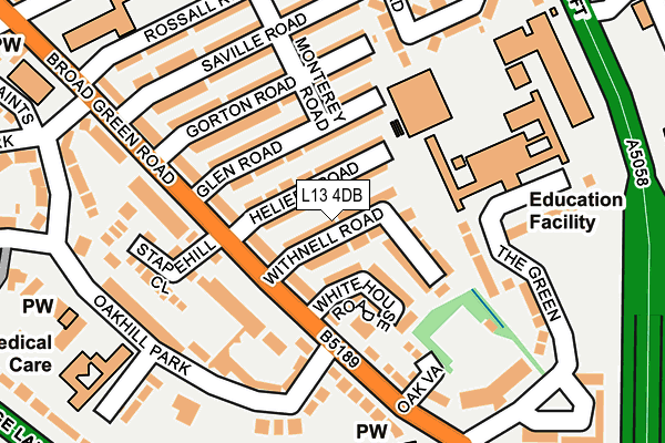 L13 4DB map - OS OpenMap – Local (Ordnance Survey)