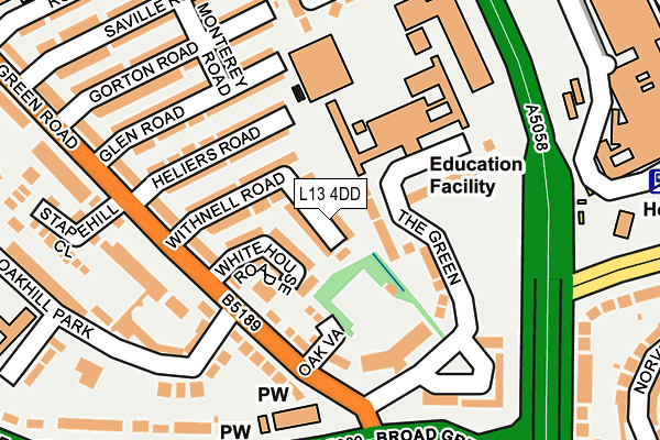 L13 4DD map - OS OpenMap – Local (Ordnance Survey)