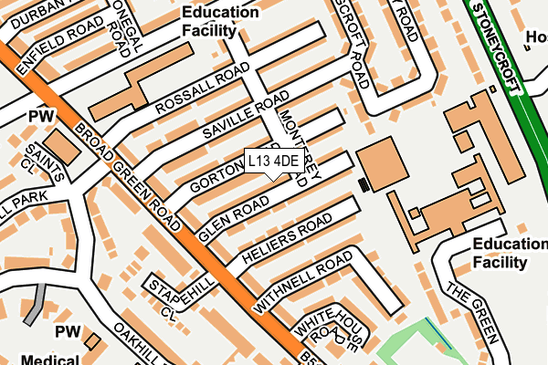 L13 4DE map - OS OpenMap – Local (Ordnance Survey)