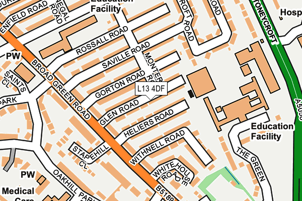 L13 4DF map - OS OpenMap – Local (Ordnance Survey)