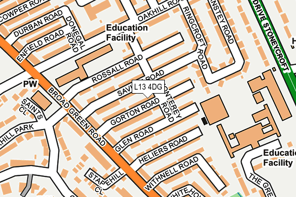 L13 4DG map - OS OpenMap – Local (Ordnance Survey)