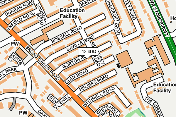 L13 4DQ map - OS OpenMap – Local (Ordnance Survey)