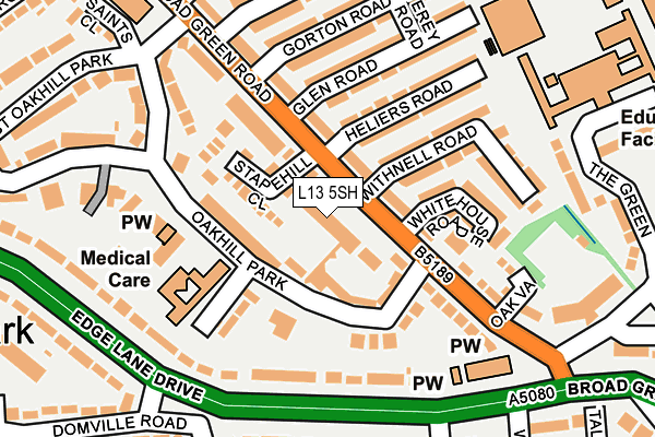 L13 5SH map - OS OpenMap – Local (Ordnance Survey)