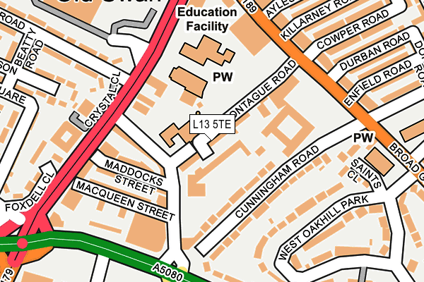 L13 5TE map - OS OpenMap – Local (Ordnance Survey)