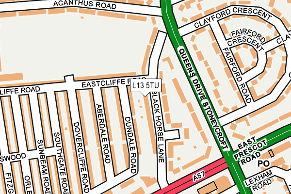 L13 5TU map - OS OpenMap – Local (Ordnance Survey)
