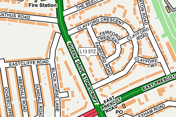 L13 5TZ map - OS OpenMap – Local (Ordnance Survey)