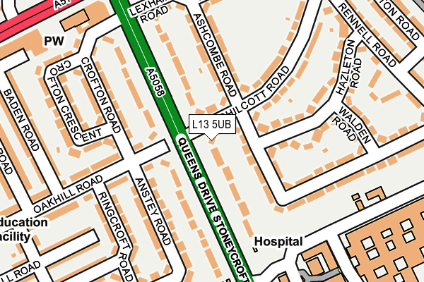 L13 5UB map - OS OpenMap – Local (Ordnance Survey)