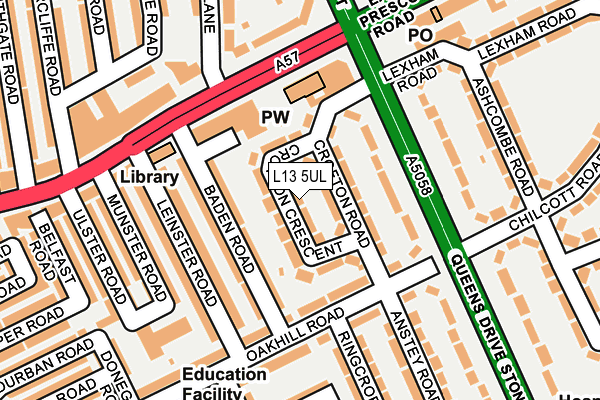 L13 5UL map - OS OpenMap – Local (Ordnance Survey)