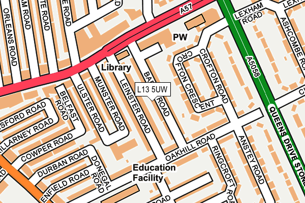 L13 5UW map - OS OpenMap – Local (Ordnance Survey)