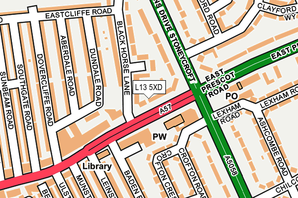 L13 5XD map - OS OpenMap – Local (Ordnance Survey)