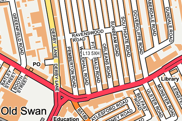 L13 5XH map - OS OpenMap – Local (Ordnance Survey)