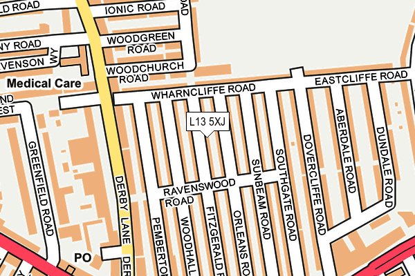 L13 5XJ map - OS OpenMap – Local (Ordnance Survey)