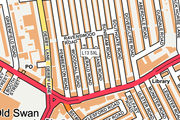 L13 5XL map - OS OpenMap – Local (Ordnance Survey)
