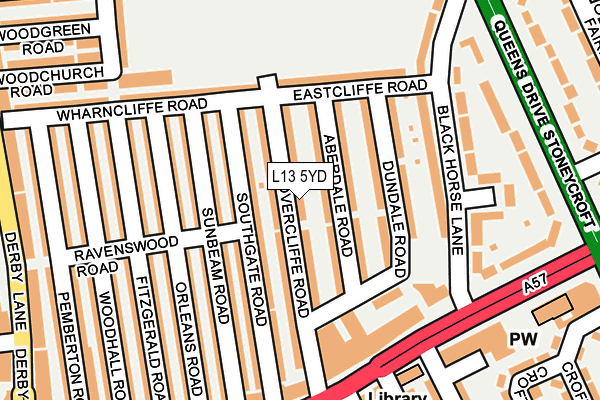 L13 5YD map - OS OpenMap – Local (Ordnance Survey)