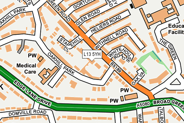 L13 5YH map - OS OpenMap – Local (Ordnance Survey)