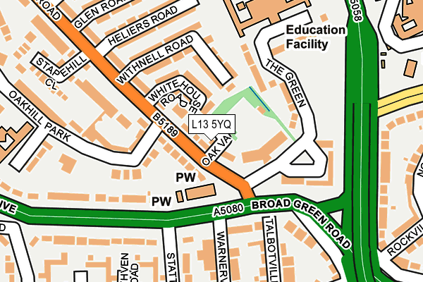 L13 5YQ map - OS OpenMap – Local (Ordnance Survey)