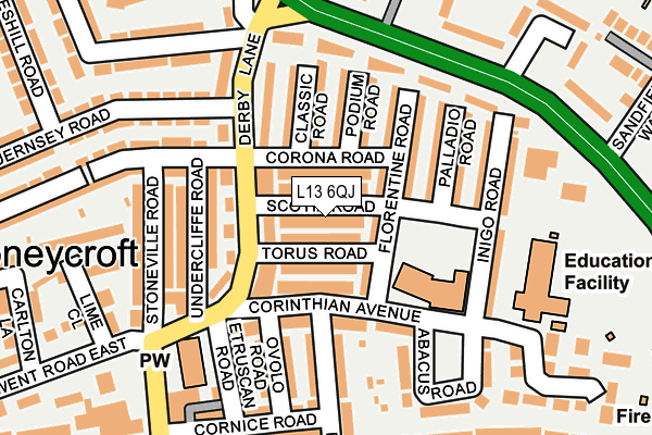 L13 6QJ map - OS OpenMap – Local (Ordnance Survey)