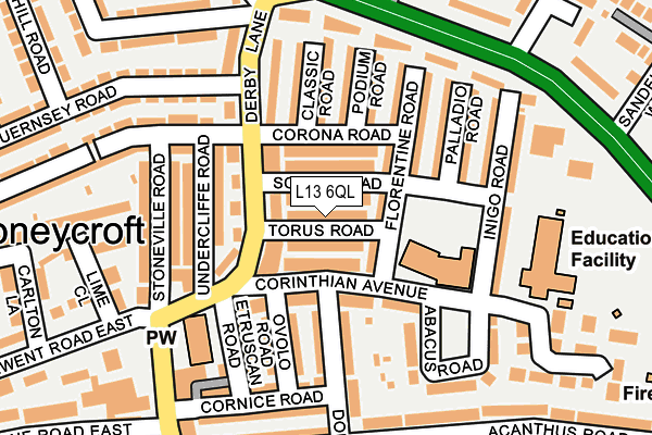 L13 6QL map - OS OpenMap – Local (Ordnance Survey)