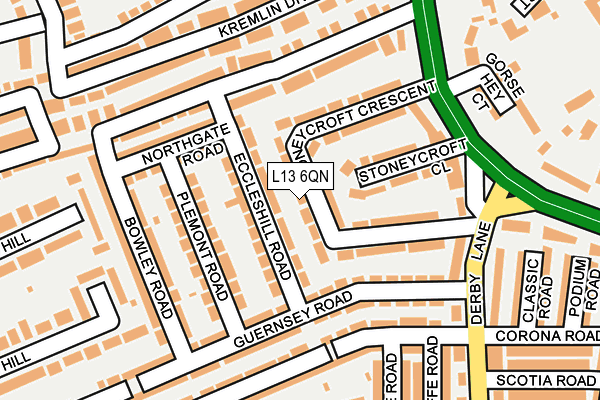 L13 6QN map - OS OpenMap – Local (Ordnance Survey)