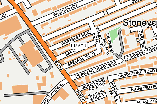 L13 6QU map - OS OpenMap – Local (Ordnance Survey)