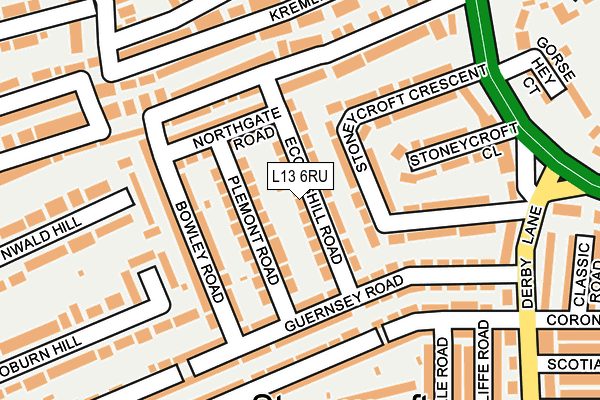 L13 6RU map - OS OpenMap – Local (Ordnance Survey)
