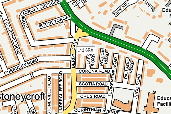 L13 6RX map - OS OpenMap – Local (Ordnance Survey)