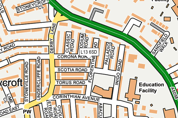 L13 6SD map - OS OpenMap – Local (Ordnance Survey)