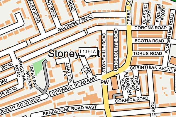 L13 6TA map - OS OpenMap – Local (Ordnance Survey)