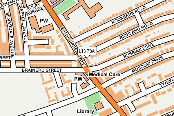 L13 7BA map - OS OpenMap – Local (Ordnance Survey)