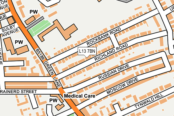 L13 7BN map - OS OpenMap – Local (Ordnance Survey)