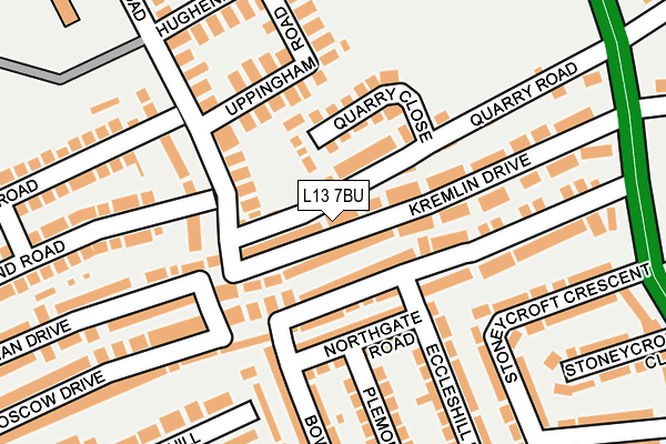 L13 7BU map - OS OpenMap – Local (Ordnance Survey)
